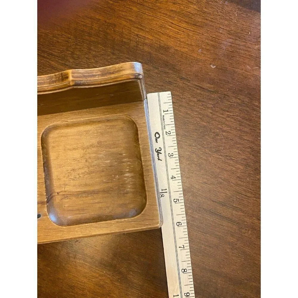 Rare Vintage Mid-Century Wood Desk Organizer Wall Hanging Valet Wallet Holder